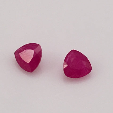 2.1 carat set of tri cut Cambodian Rubies - Colonial Gems