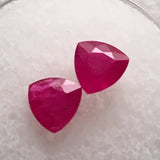 2.2 carat set triangle cut set of Cambodian Rubies - Colonial Gems